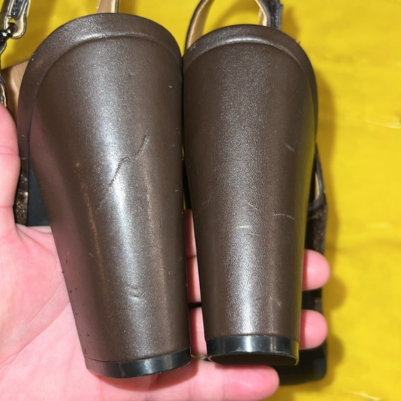 Calvin Klein Size 9.5 Brown Velour Peep Toe Block Heels - Picture 11 of 11